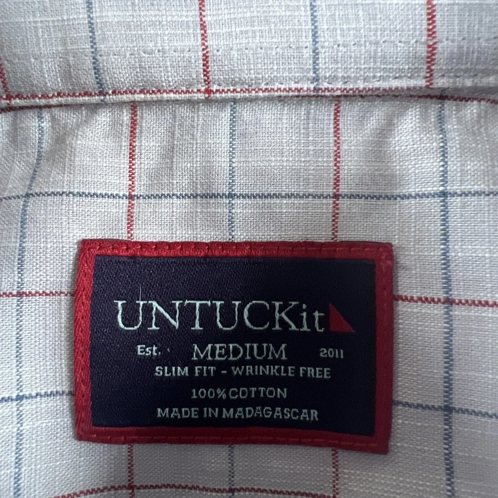 UNTUCKit Shirt Mens Medium Gray Window Pane Button Down Long Sleeve‎
